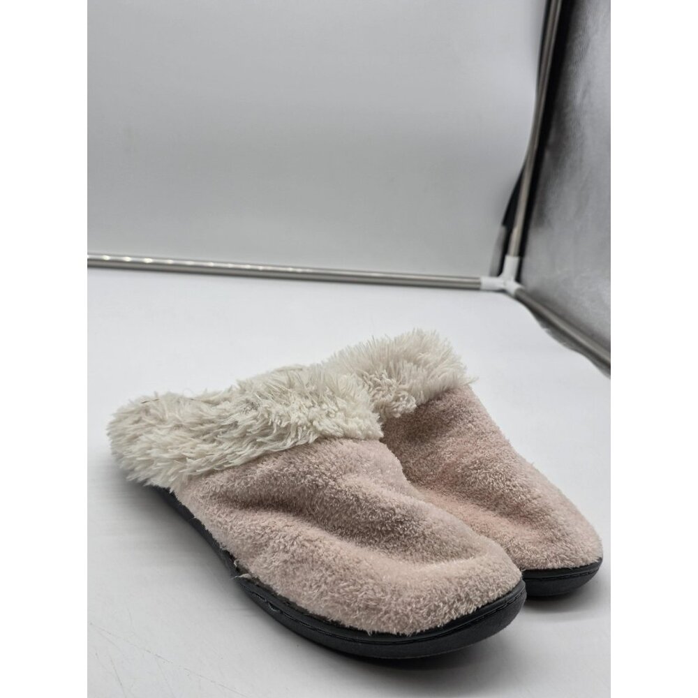 Isotoner Slippers Shoes Womens Size 8 Pink Terry Faux Fur Mule House Indoor